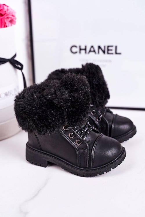 Children's Insulated Boots With Fur Black Nella