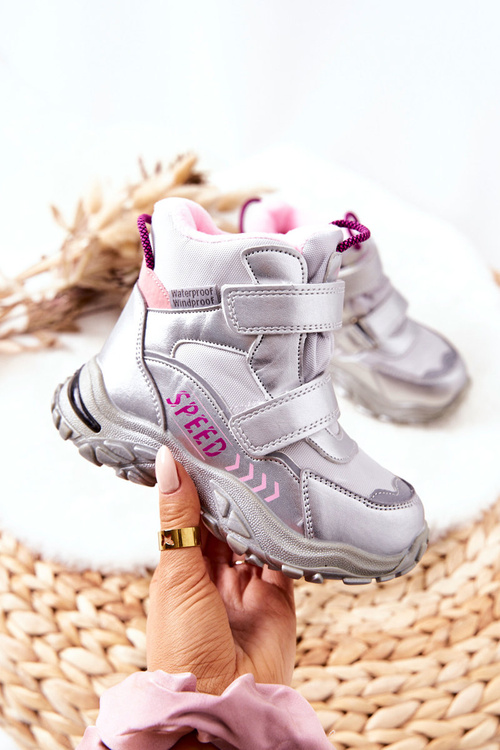Velcro Insulated Snowboots Silver Percy 