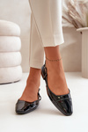 Glossy Ballerinas On Low Heel With Open Heel Black Kairael
