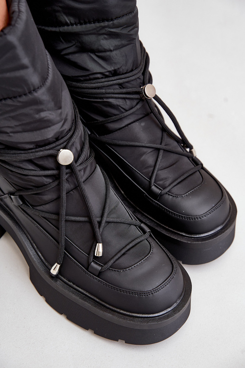 Women's Snow Boots On Platform And Flat Heel Black Seandriel
