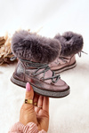 Children's Snowboots with Fur Grey-Brown Grandis