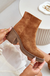 Heeled Boots Eco Suede Insulated With Zip Camel Lerallea