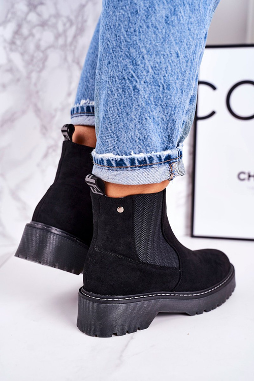 Women's Insulated Chelsea Boots On A Rubber Sole Suede Black Voyager