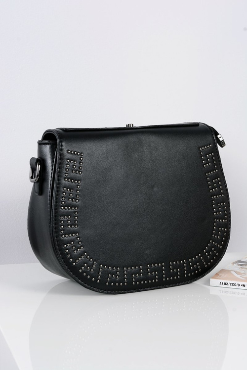 Women's Black Shoulder Letterman Handbag