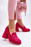 Suede Pumps On A Chunky Heel And Platform Fuchsia Adriel