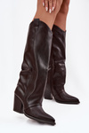 Insulated Cowboy Boots On Heel Made Of Eco Leather Chocolate Mavine