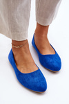 Women's Blue Suede Ballerina Flats Kommia