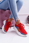 Sporty Women's Thick Sole Shoes Holographic Red Party Up