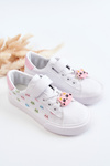 Children's Leather Sneakers With Velcro Print White Bonnie