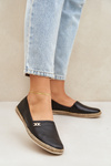 Espadryle Damskie Eleganckie Skóra Naturalna Czarne Zazoo 10177