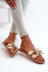 Women's Beige Bow Slides Rivarina