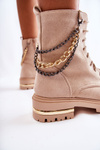 Suede warm boots with a chain Beige Sorita