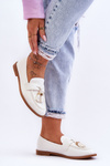 Classic Fringed Leather Loafers White Camis