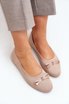 Mesh Ballet Flats With Bow Beige Bianila