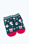 Women's Christmas Socks With Santa Clauses COSAS Green