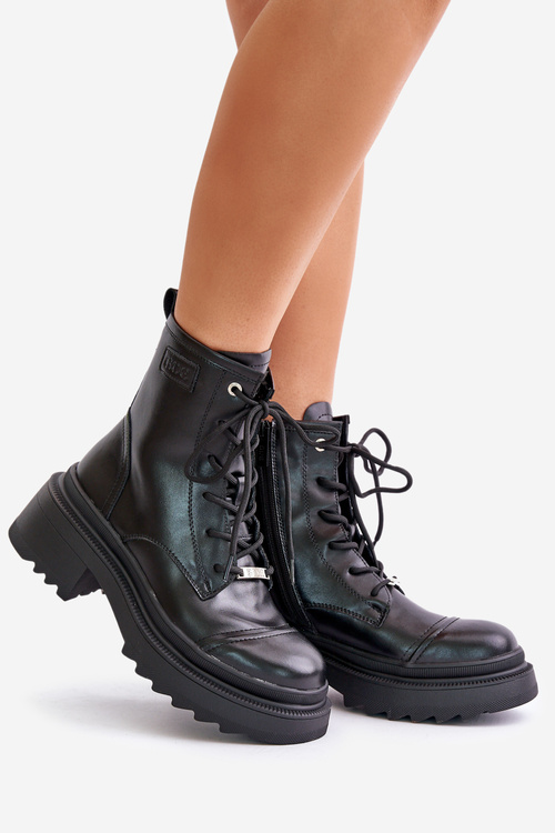 Women's Warm Leather Ankle Boots Black Goe OO2N4115-W2