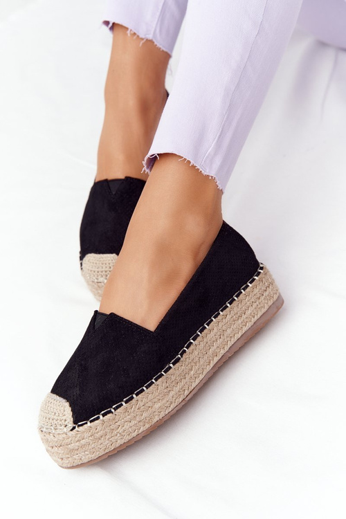 Espadrilles On A Straw Platform Black Highway