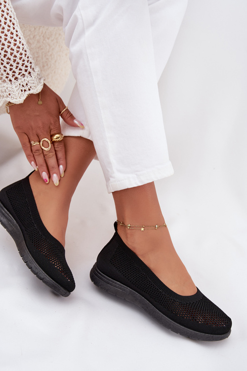 Damskie Baleriny W Sportowym Stylu Siateczkowe Czarne Virella