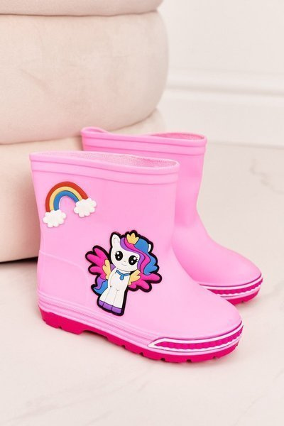 Children's Rain Boots With A Pony Pink