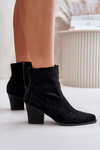 Cowboy Ankle Boots With Heel Eco Suede Black Arabelline