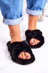 Women's Furry Slippers Black Cozy Time