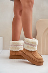 Women's Snow Boots On A Platform With Fur And Pattern Camel Deepanti