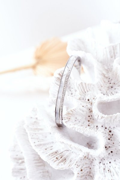 Steel Bracelet with Cubic Zirconia And Pearl Silver