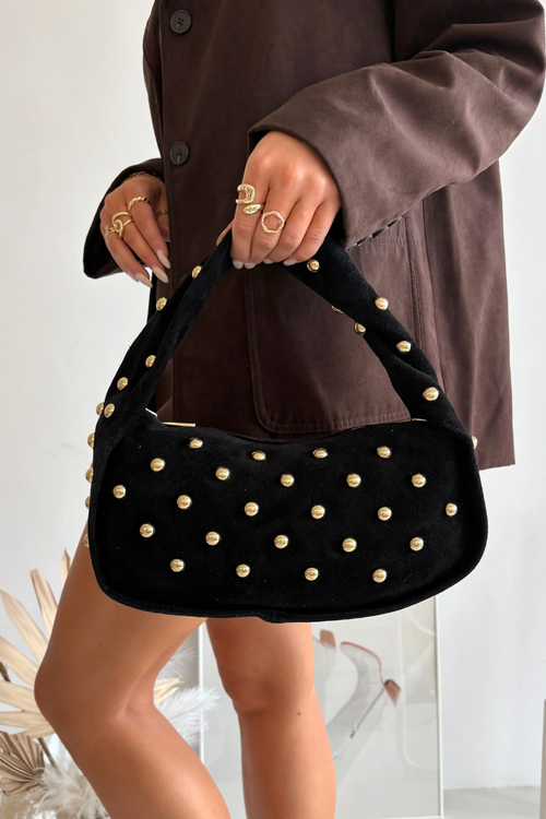 Handbag Made Of Natural Suede With Embellishment Black Julisse