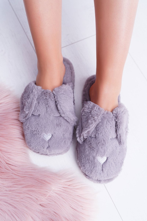 SOXO Women's Slippers Fluffy Pies with Ears Grey