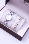 Giorgio Dario Silver Zirconia Watch Set Two Bracelets