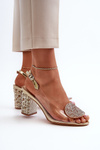 Transparent Sandals with Gold Stiletto Heels MR38-112