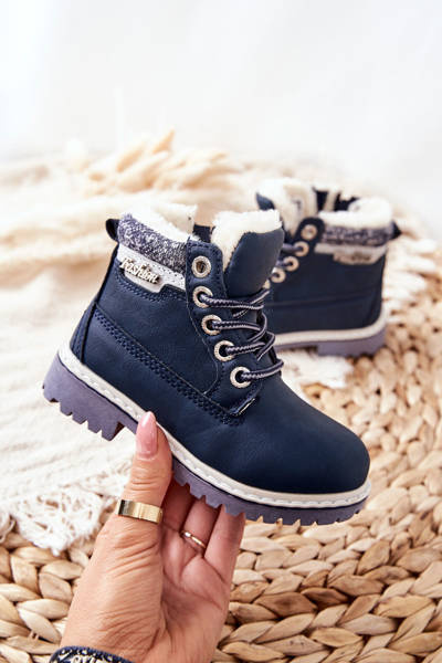 Children's Insulated Boots With Fur Navy Estee