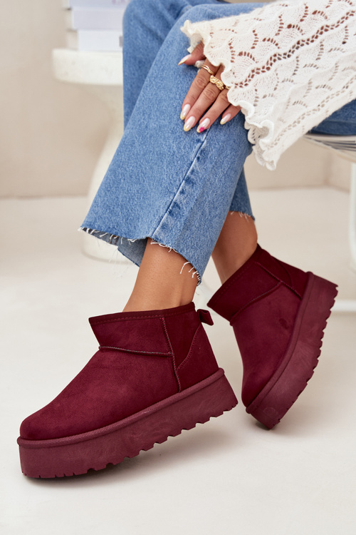 Suede Snow Boots On Platform Bordeaux Corcoran