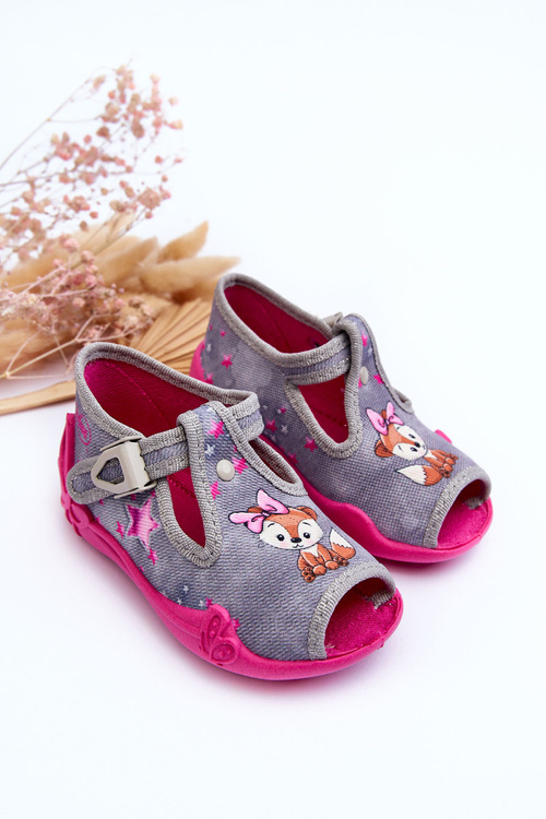 Mice Slippers Befado 213P137 Grey-Pink