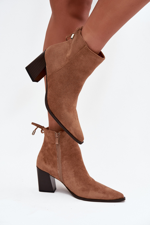 Women's Ankle Boots With Lacing Camel Halisse