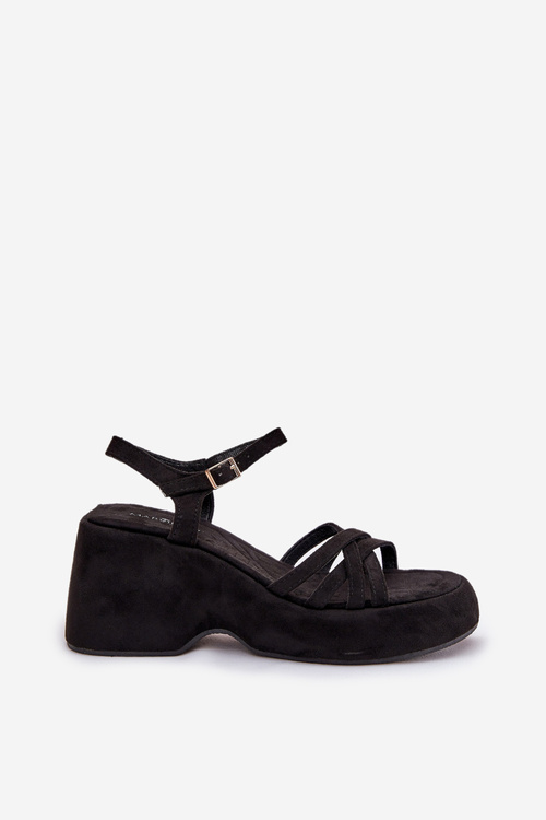 Platform And Wedge Sandals Made Of Eco Suede Black Nendal