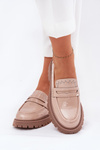 Ladies Patent Moccasins With Decoration Beige Nallae