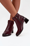 Leather Women's Heeled Boots with Heating Zazoo 60563 Bordeaux