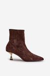 Women's Stiletto Boots Eco Suede With Pointed Toes Brown Irithare