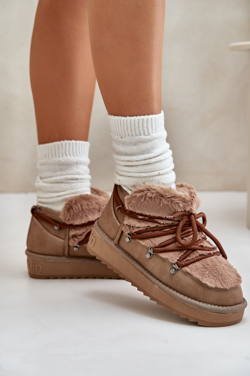 Low Snow Boots On Platform With Fur D.Franklin Brown DFSH370011