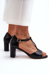 Women's Sandals with High Heel and Decorative Eco Leather Strap Black Triavera