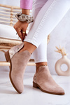 Suede Ankle Boots with Snakeskin Pattern Beige Stephanie