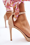 Elegant Suede Sandals On High Heel Beige Averie 