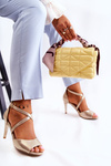 Fashionable Sandals On A High Heel Shiny Gold Loressa