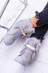 Lu Boo Grey Boots with Natural Fur Gisele