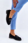 Women's Suede Moccasins with Decoration Black Echonesa