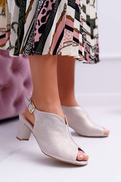 Sergio Leone SK800 Beige Fanfara Women's Stiletto Sandals
