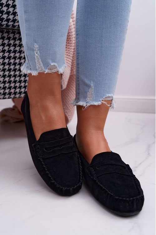 Women's Black Suede Bolero Moccasins
