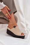 Platform And Wedge Sandals Eco Leather Beige Eridoria