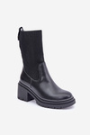 Boots With Sock On Chunky Heel Black Rosanas